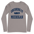 CRUSHING IT MICHIGAN BLUE LONG SLEEVE TEE