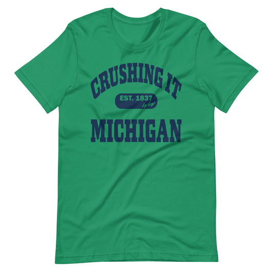 CRUSHING IT MICHIGAN BLUE TEE